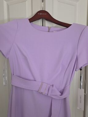 Calvin Klien Lilac Belted Short-Sleeve Dress Sz 8p Retails 119.00